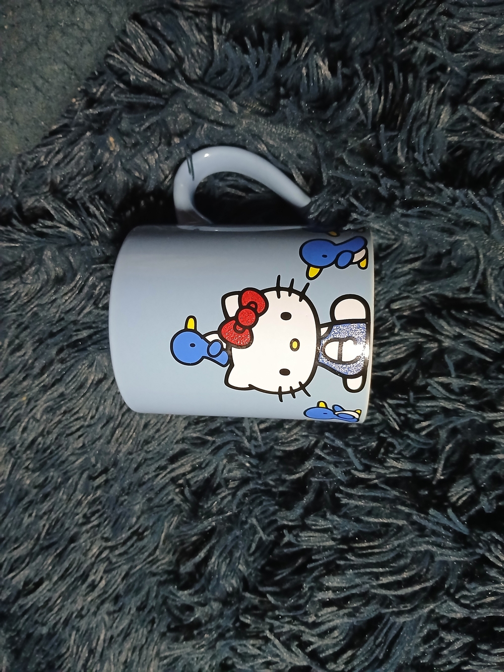 Hello Kitty Blue Ceramic Kids Mug with Red Bow